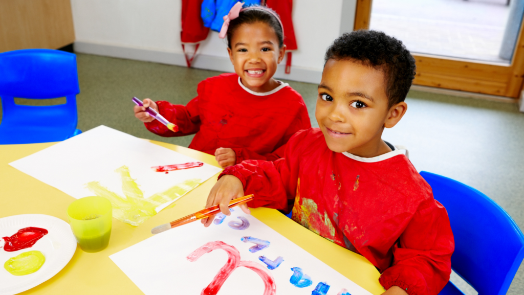 Kids painting with watercolours